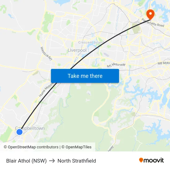 Blair Athol (NSW) to North Strathfield map