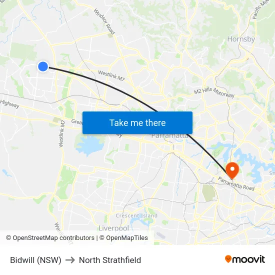 Bidwill (NSW) to North Strathfield map