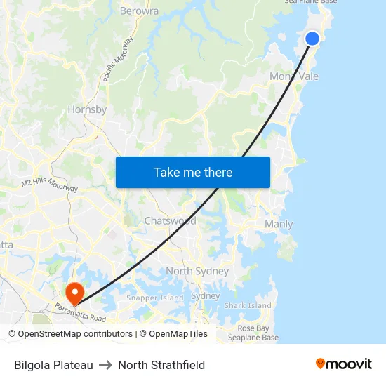 Bilgola Plateau to North Strathfield map