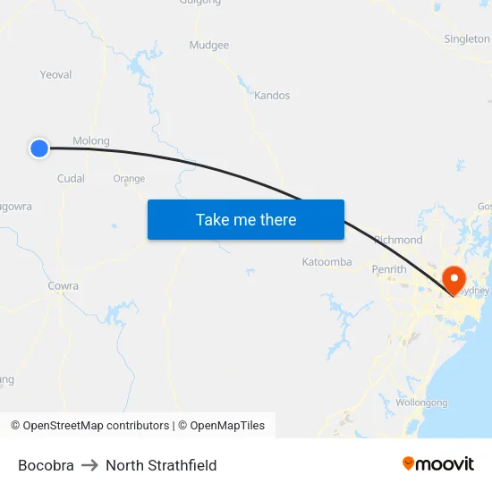 Bocobra to North Strathfield map