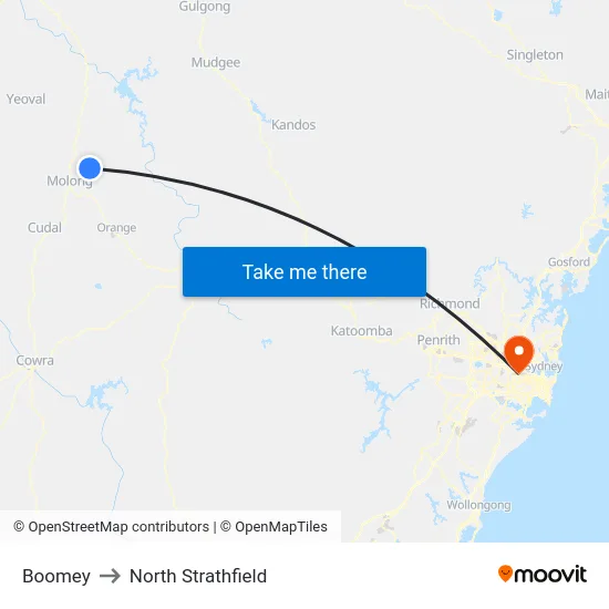 Boomey to North Strathfield map
