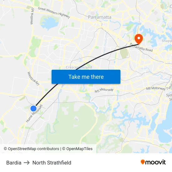 Bardia to North Strathfield map