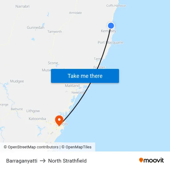 Barraganyatti to North Strathfield map