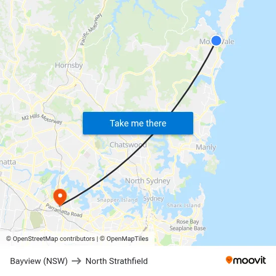 Bayview (NSW) to North Strathfield map