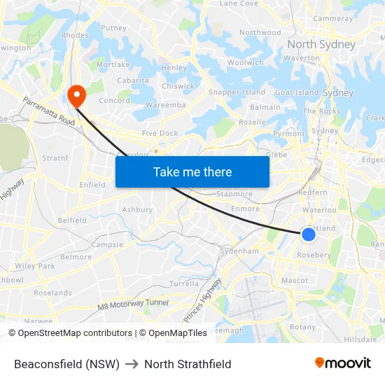 Beaconsfield (NSW) to North Strathfield map