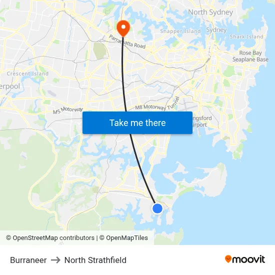 Burraneer to North Strathfield map
