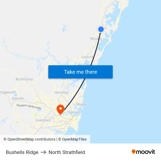 Bushells Ridge to North Strathfield map