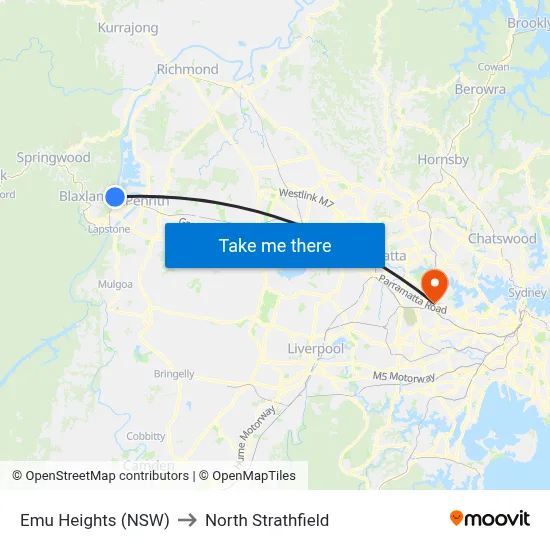 Emu Heights (NSW) to North Strathfield map