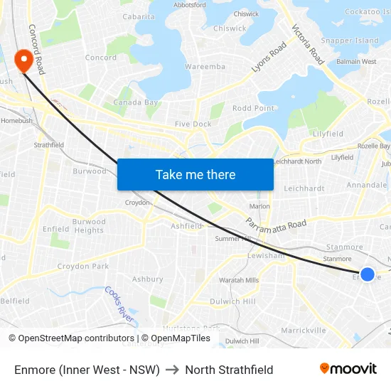 Enmore (Inner West - NSW) to North Strathfield map