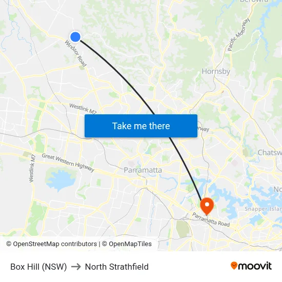 Box Hill (NSW) to North Strathfield map