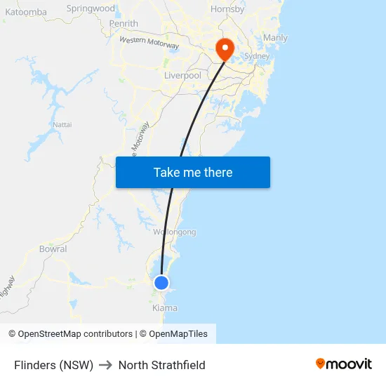 Flinders (NSW) to North Strathfield map