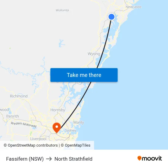 Fassifern (NSW) to North Strathfield map