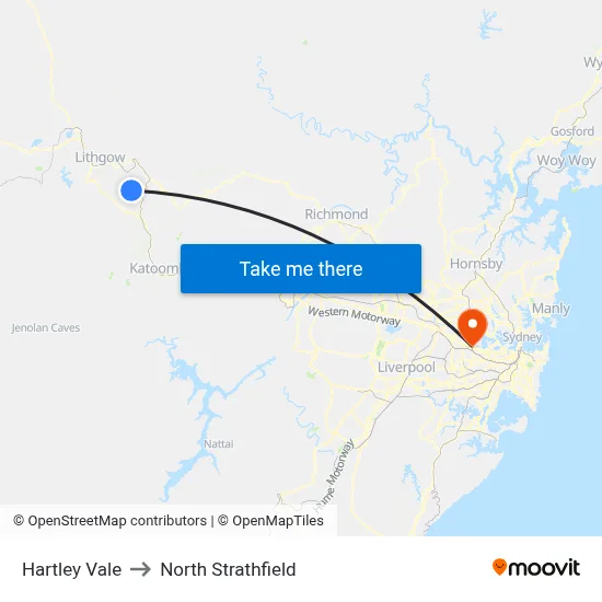 Hartley Vale to North Strathfield map
