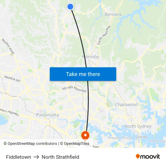 Fiddletown to North Strathfield map
