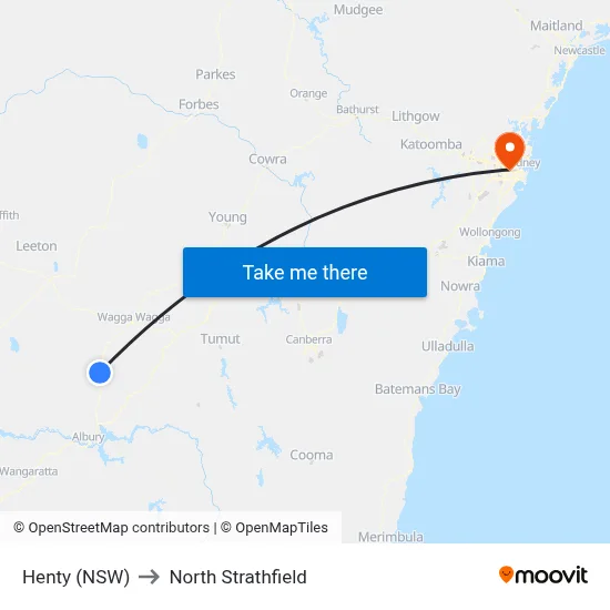 Henty (NSW) to North Strathfield map
