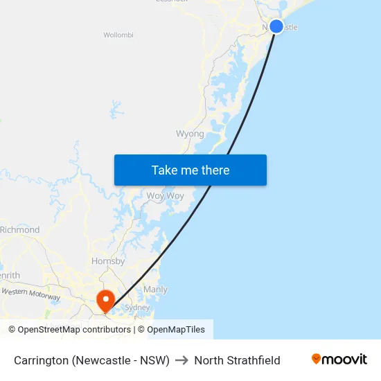 Carrington (Newcastle - NSW) to North Strathfield map