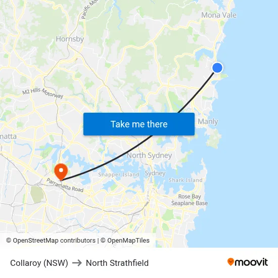 Collaroy (NSW) to North Strathfield map