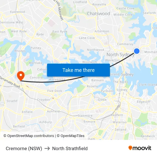 Cremorne (NSW) to North Strathfield map