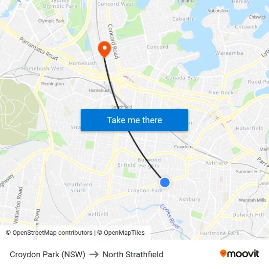 Croydon Park (NSW) to North Strathfield map