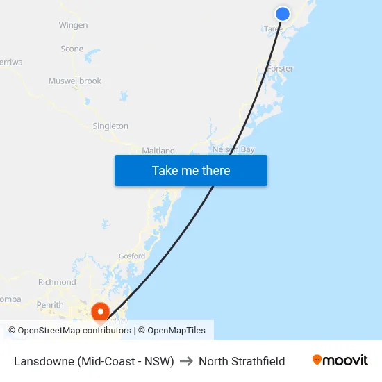 Lansdowne (Mid-Coast - NSW) to North Strathfield map