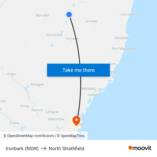 Ironbark (NSW) to North Strathfield map