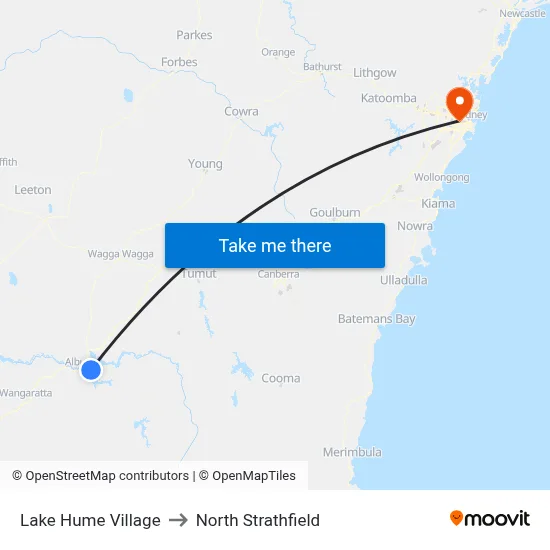 Lake Hume Village to North Strathfield map