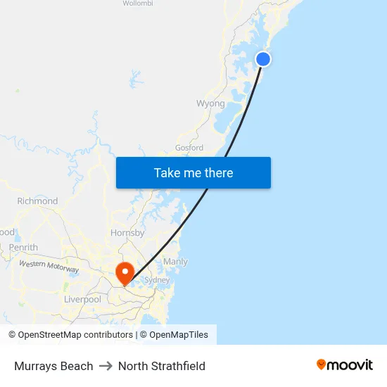 Murrays Beach to North Strathfield map
