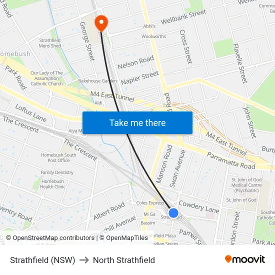 Strathfield (NSW) to North Strathfield map