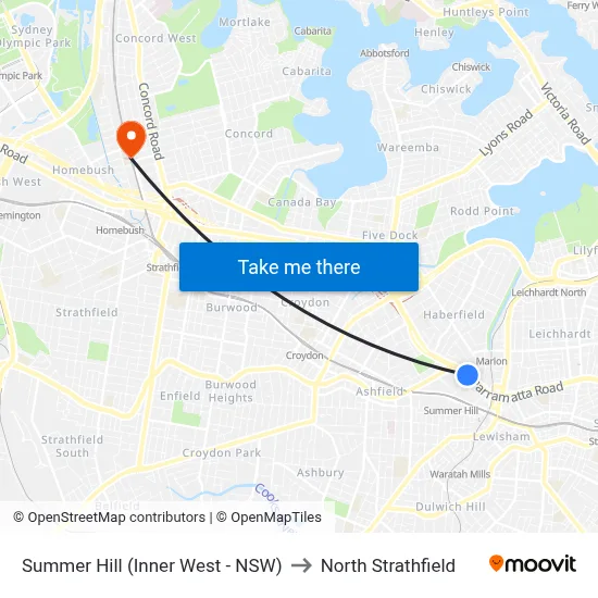 Summer Hill (Inner West - NSW) to North Strathfield map