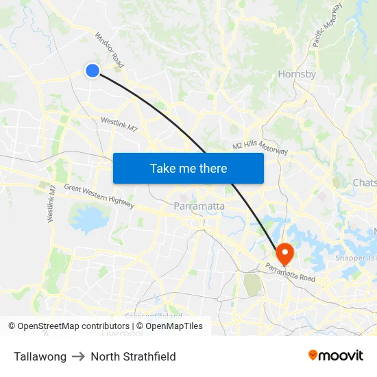 Tallawong to North Strathfield map