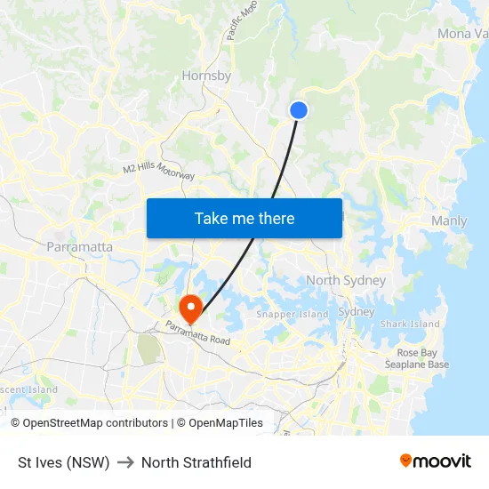 St Ives (NSW) to North Strathfield map