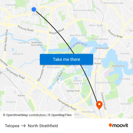 Telopea to North Strathfield map