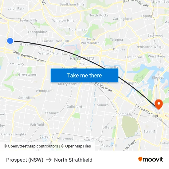 Prospect (NSW) to North Strathfield map