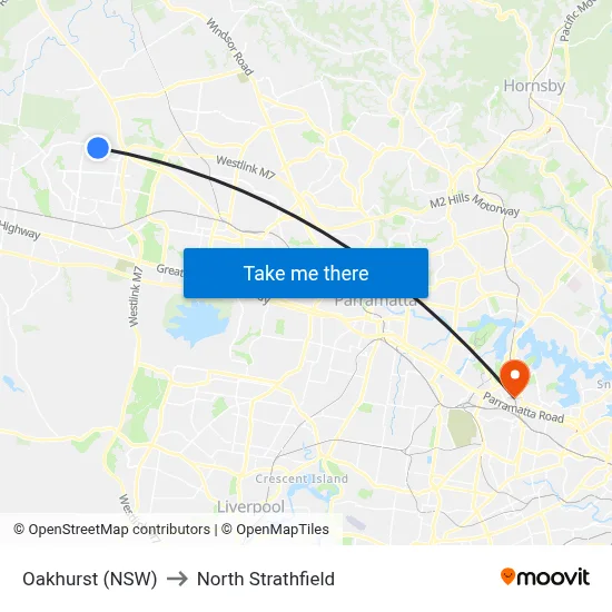 Oakhurst (NSW) to North Strathfield map