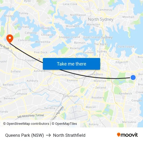 Queens Park (NSW) to North Strathfield map