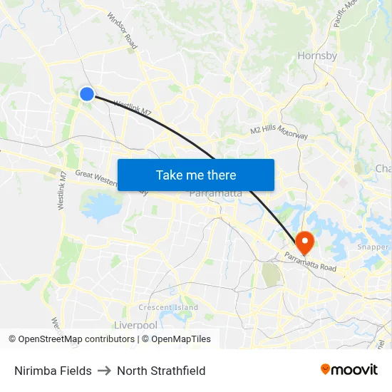Nirimba Fields to North Strathfield map