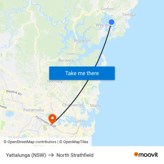 Yattalunga (NSW) to North Strathfield map