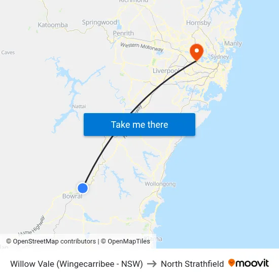 Willow Vale (Wingecarribee - NSW) to North Strathfield map