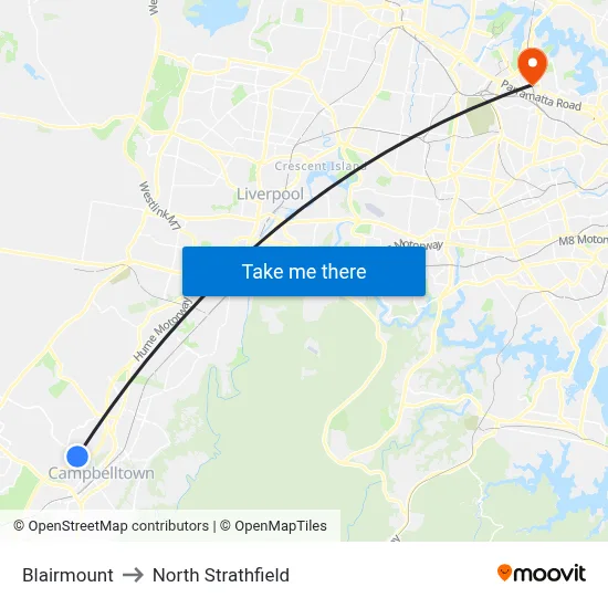 Blairmount to North Strathfield map