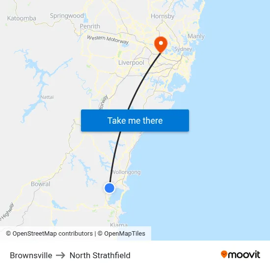 Brownsville to North Strathfield map