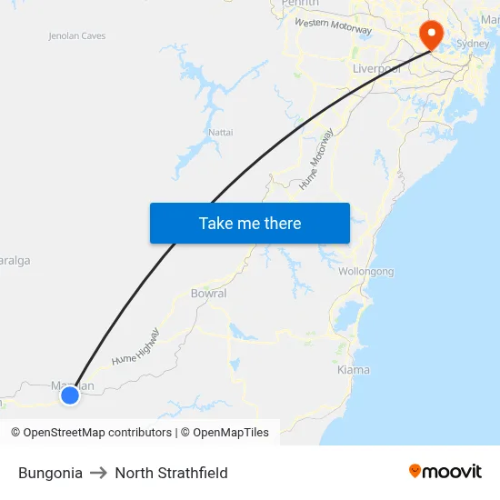 Bungonia to North Strathfield map