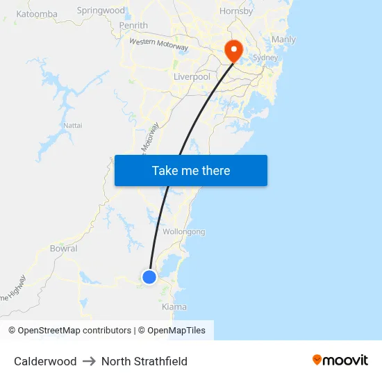 Calderwood to North Strathfield map