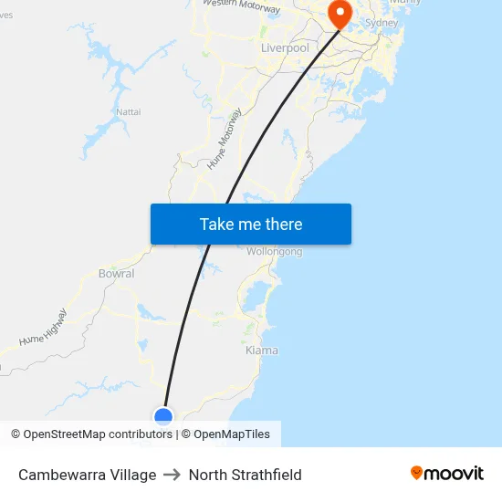 Cambewarra Village to North Strathfield map