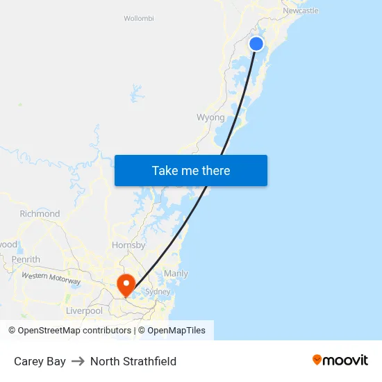 Carey Bay to North Strathfield map
