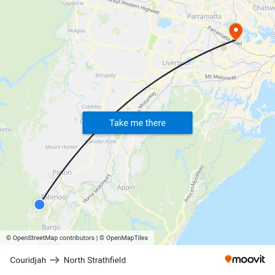 Couridjah to North Strathfield map