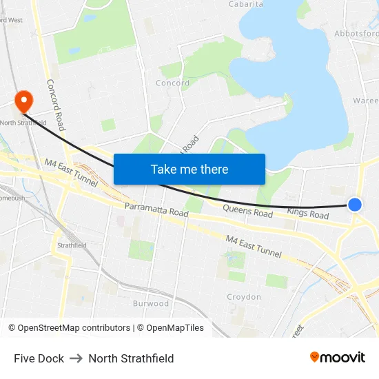 Five Dock to North Strathfield map