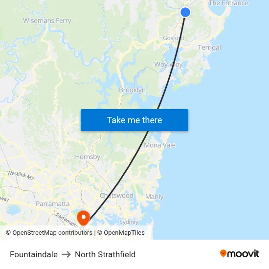 Fountaindale to North Strathfield map
