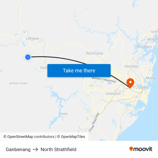 Ganbenang to North Strathfield map