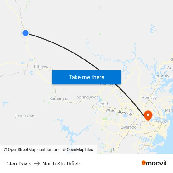 Glen Davis to North Strathfield map