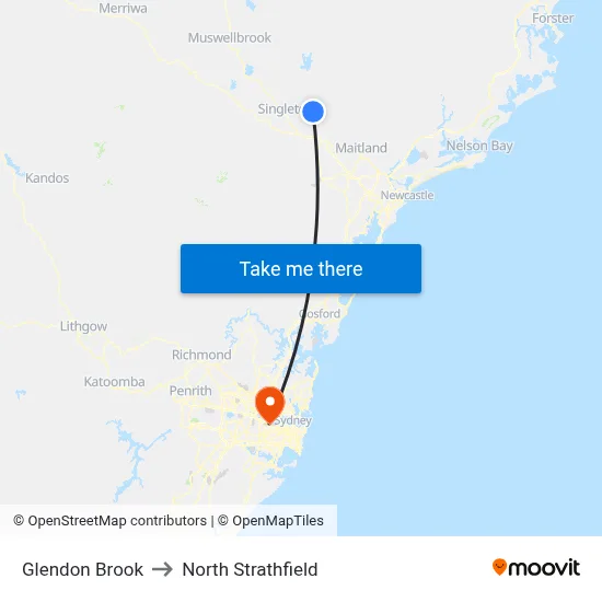 Glendon Brook to North Strathfield map